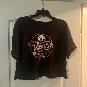 Vans Black Graphic Crop Tee - Pink Logo NWOT!